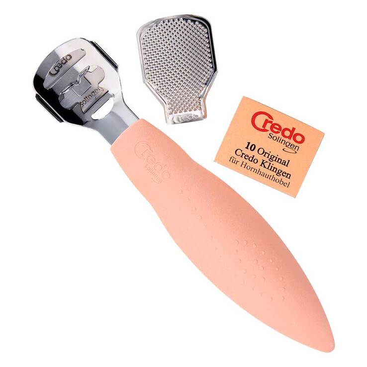 CREDO Hornhaut Längshobel Apricot – Mit Raspelclip & Klingenset, Verchromt, Made In Solingen, Für Sichere Fußpflege