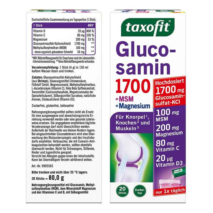 Taxofit Glucosamin 1700 + MSM + Magnesium Sticks - 8