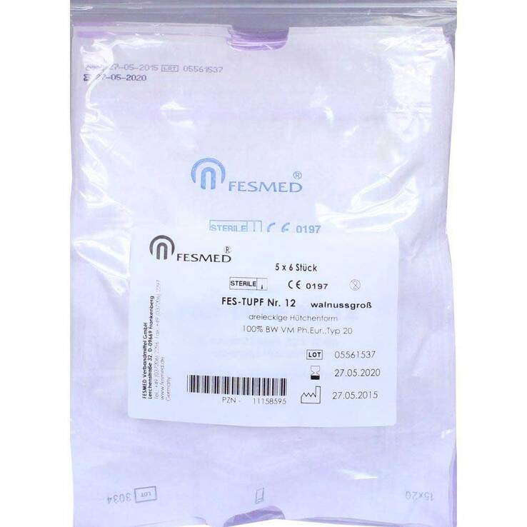 Mulltupfer Fes Tupf Nr.12 steril 2Lage walnussgroß - 1