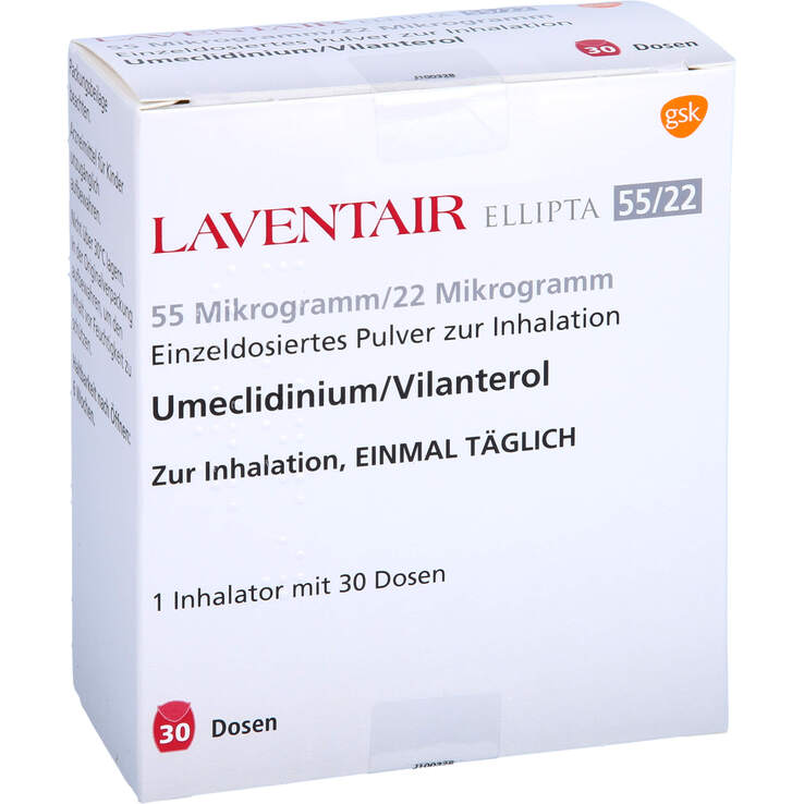 Laventair Ellipta 55 µg / 22 µg Einzeldosis P.z.Inh.30ED - 1