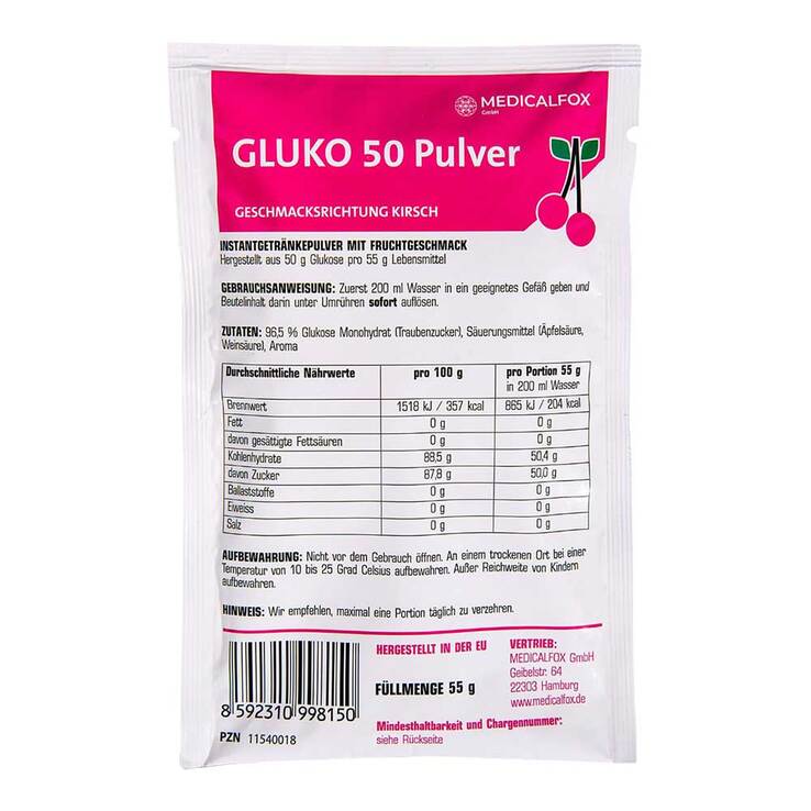 Glukose 50 g Kirsch Pulver zur Her.e.Lösung zum Einnehmen - 1