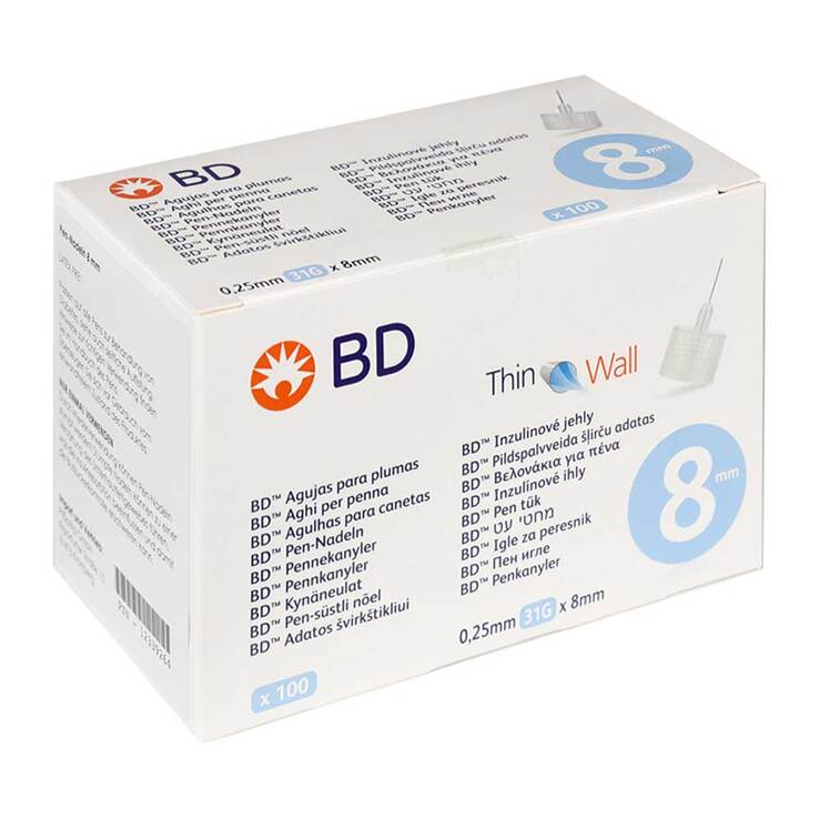 BD Thin Wall Pen-Nadeln 0,25x8 mm 100 St