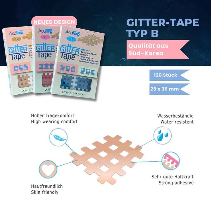 Gitter Tape Acutop Akupunkturpflaster 2x3 cm blau - 3