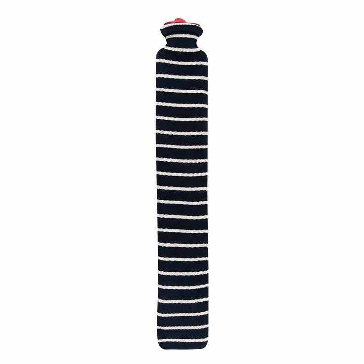 Longi lange Gummi-Wärmflasche 2 l Strickbez.marine - 1
