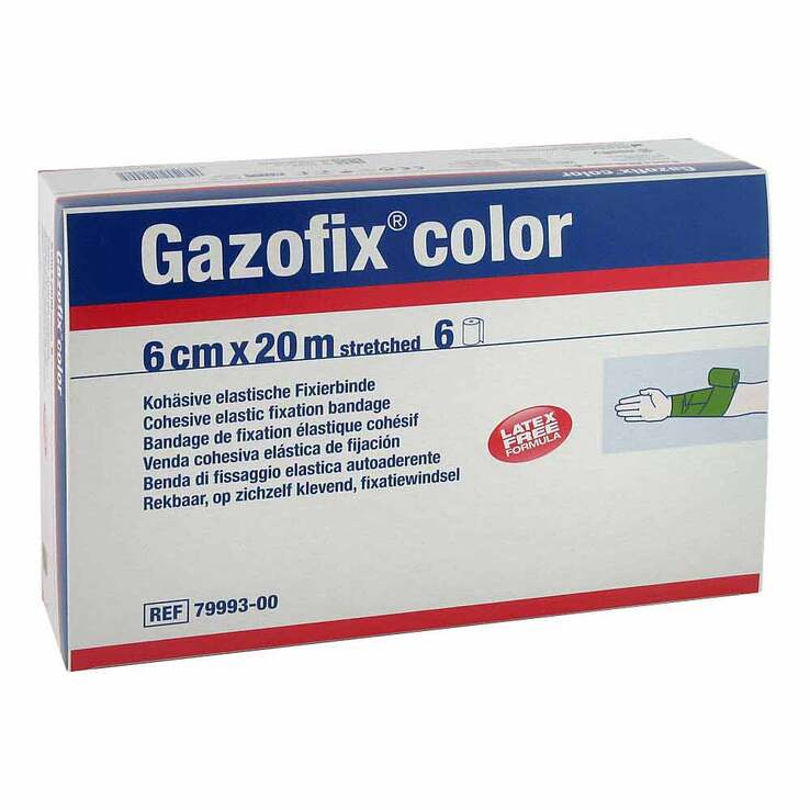 Gazofix color Fixierbinde kohäsiv 6 cmx20 m grün - 1