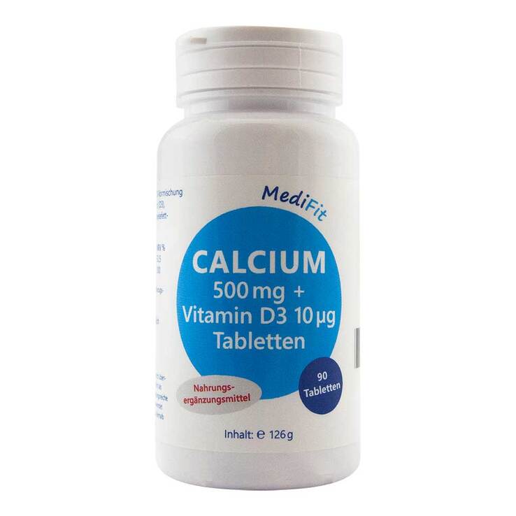 Calcium 500 mg + Vitamin D3 10 µg Tabletten Medifit - 1