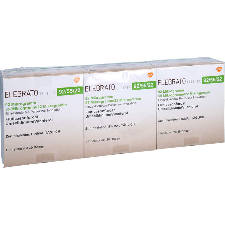 Elebrato Ellipta 92 µg / 55 µg / 22 µg ed.P.z.Inh.30ED 3 St auf E ...