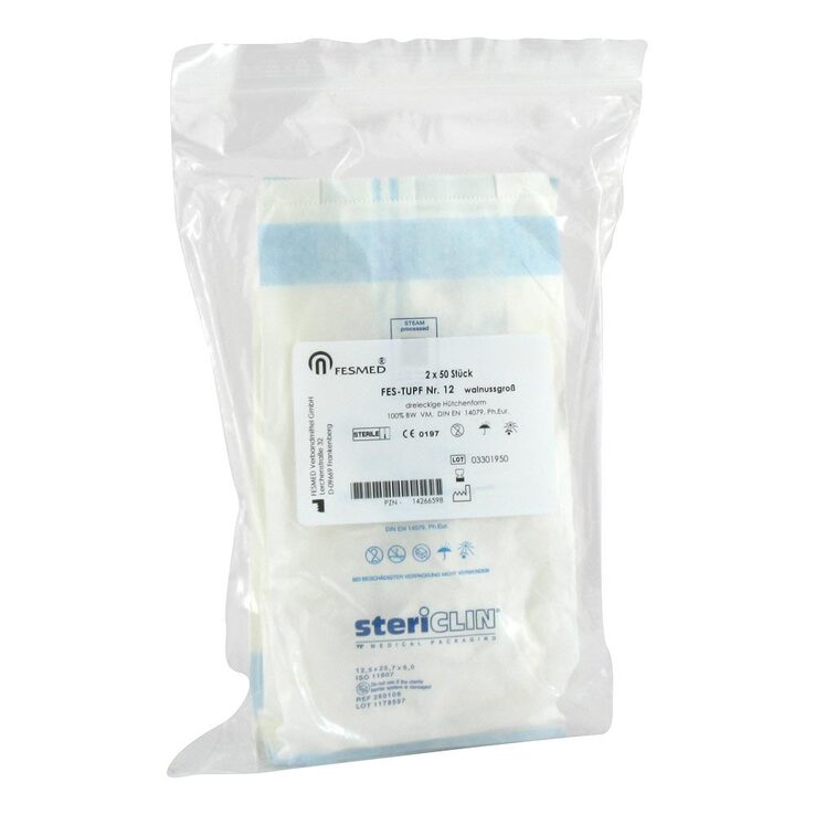 Mulltupfer Fes-Tupf Nr.12 steril 2Lagen walnussgroß  - 1
