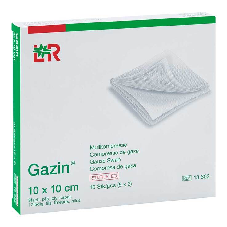 Gazin Mullkomp.10x10 cm steril 8fach 5X2 St
