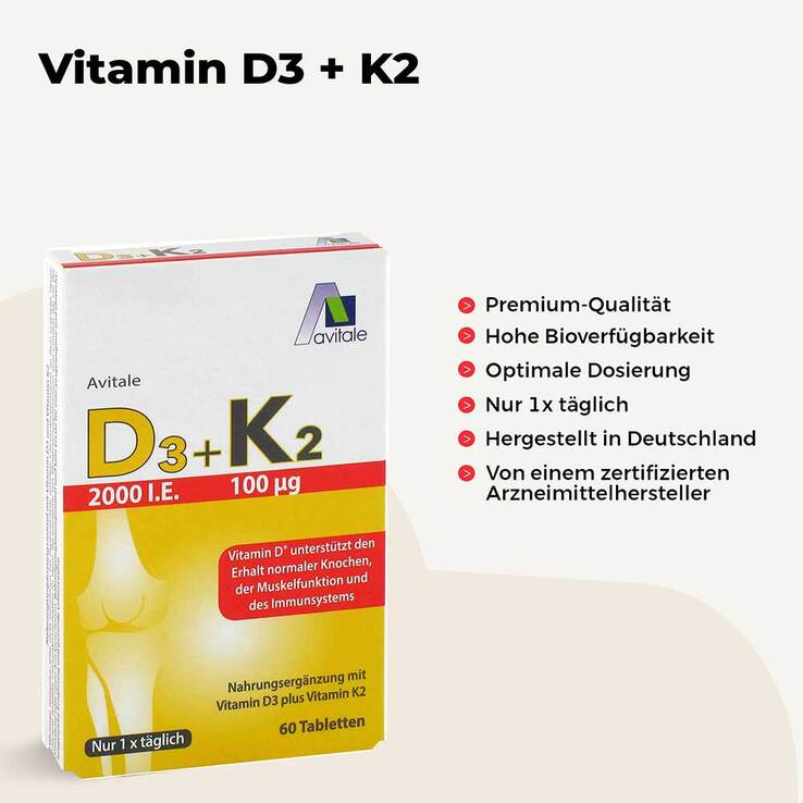 Vitamin D3 + K2 2000 I.E. Tabletten - 2