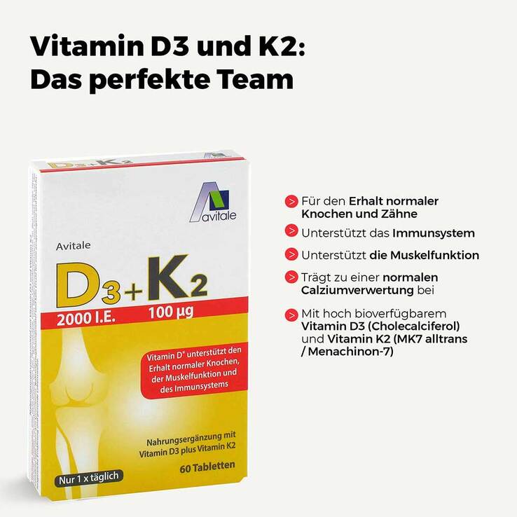 Vitamin D3 + K2 2000 I.E. Tabletten - 4