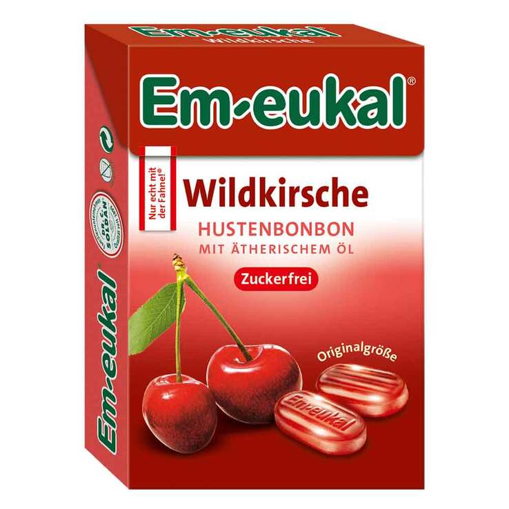 EM Eukal Bonbons Wildkirsche zuckerfrei Box 50 g