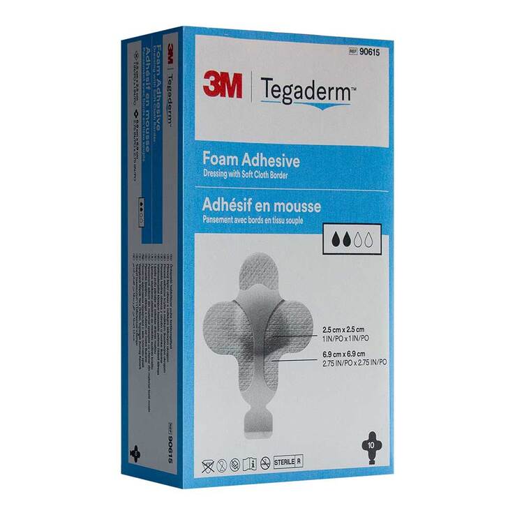 Tegaderm Foam Adhesive 6,9x6,9 cm kreuzform 90615 10 St