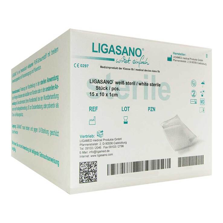 Ligasano weiß Verband 1x10x15 cm steril 20 St