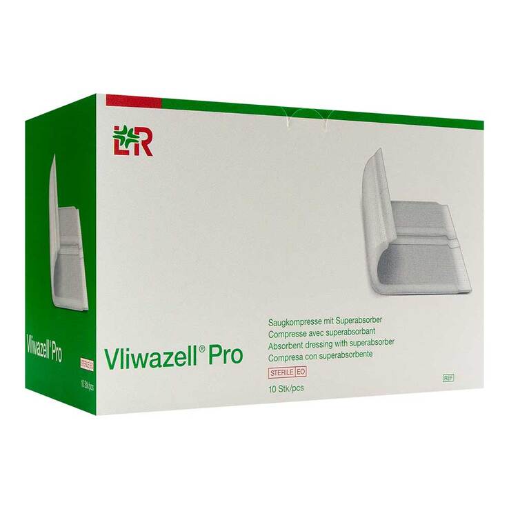Vliwazell Pro superabsorb.Kompresse steril 20x40 cm 10 St