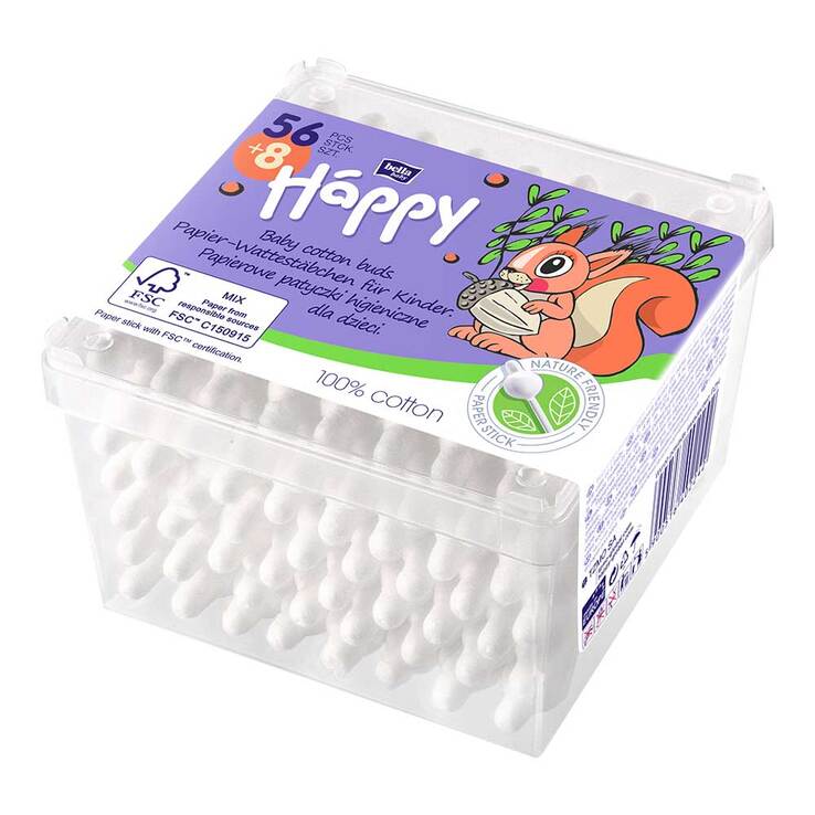 Bella baby Happy Sicherheits-Wattestäb.Papiersch. 64 St