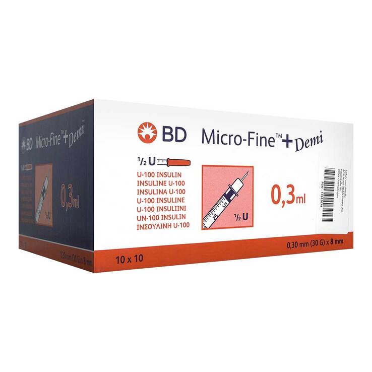 BD Micro-Fine + Insulinspritze 0,3 ml U100 0,3x8 mm Spritzen Inhalt: 100 St