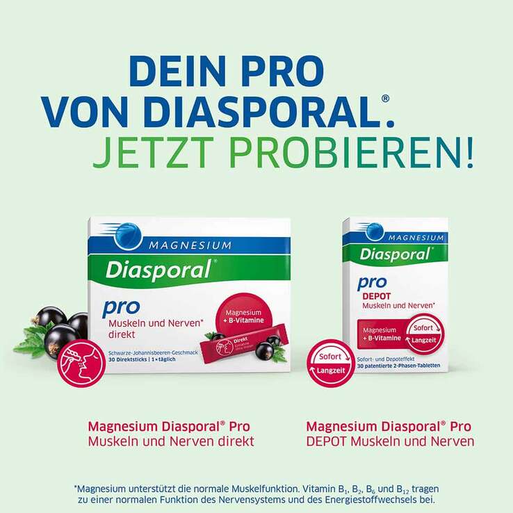 Magnesium Diasporal pro B-Vitamin-Komplex Muskeln + Nerven direkt Direktgranulat - 6