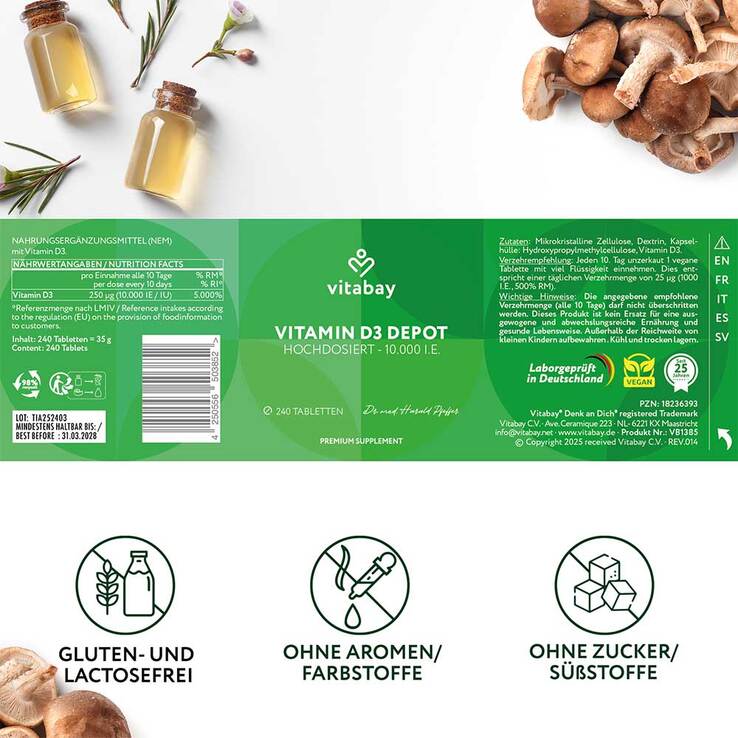 Vitamin D3 Depot 10.000 I.E. Cholecalciferol vegetarische Tabletten - 2