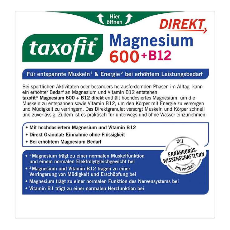 Taxofit Magnesium 600 + B12 Direkt Granulat - 8