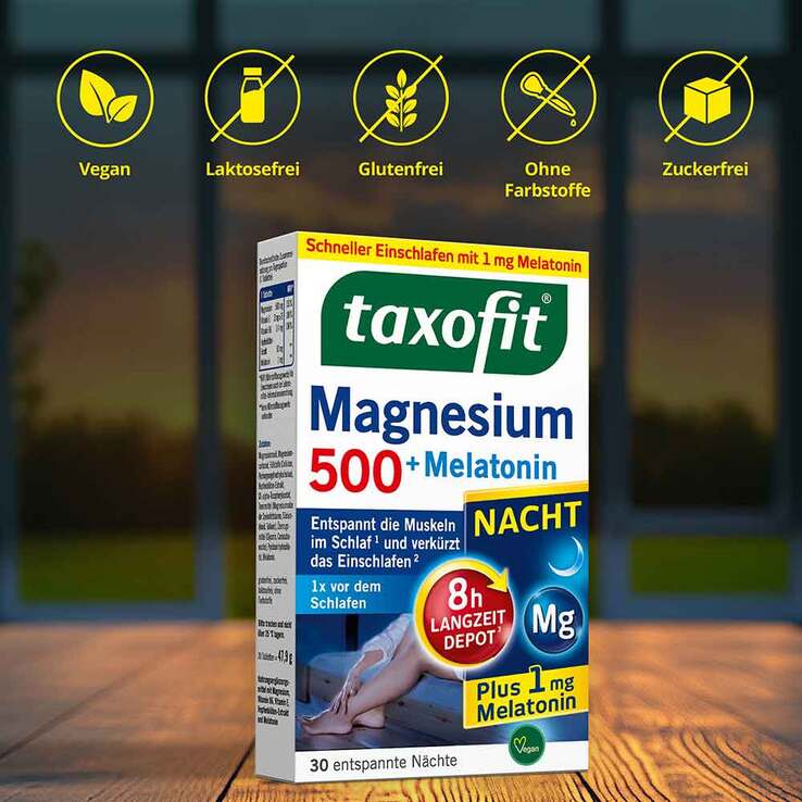 Taxofit Magnesium 500 Nacht + Melatonin Tabletten - 6