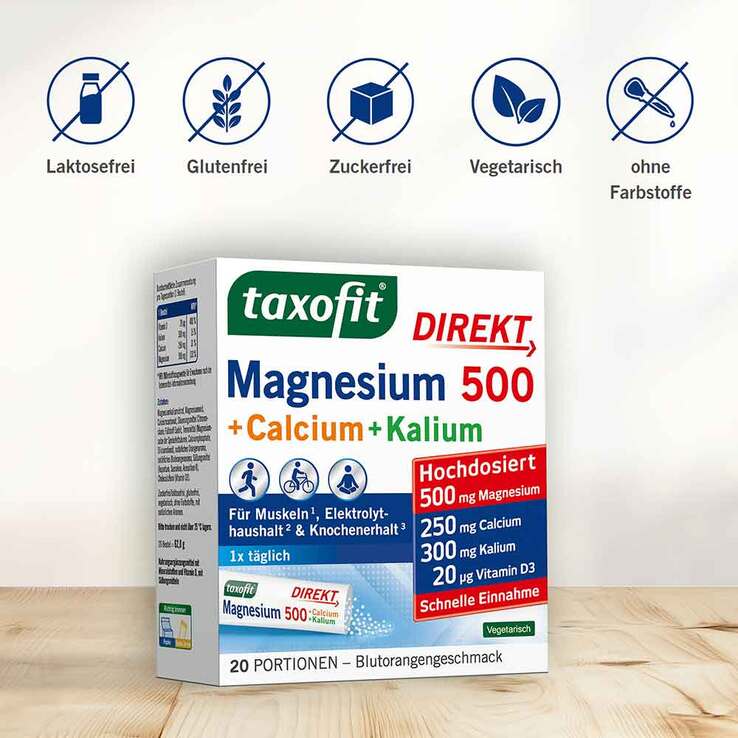 Taxofit Magnesium 500 + Calcium + Kalium Direkt Granulat - 6