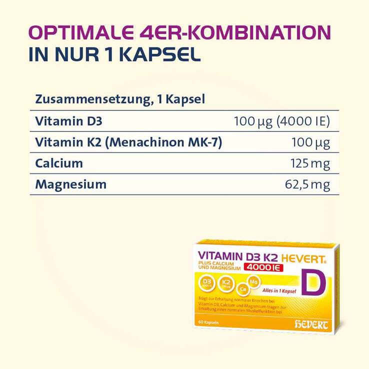 Vitamin D3 K2 Hevert + Calcium und Magnesium 4000 IE Kapseln - 2