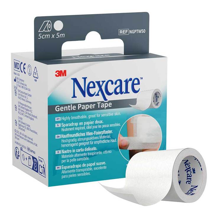 Nexcare Gentle Paper Tape 5 cmx5 m weiß Rolle - 5