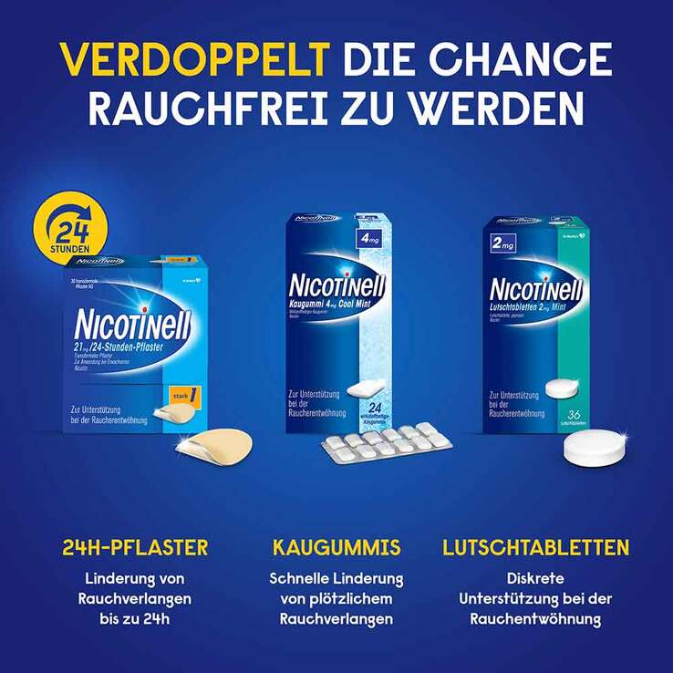 NICOTINELL 14 mg / 24-Stunden- Nikotinpflaster, Pflasterstärke Mittel (2) - 3