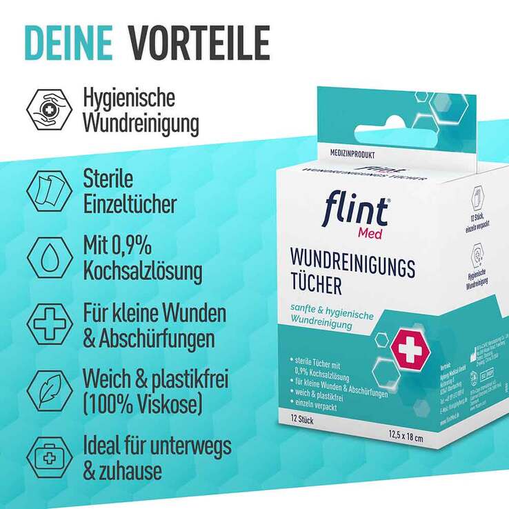 Flint Med Wundreinigungstücher steril 12,5x18 cm - 3