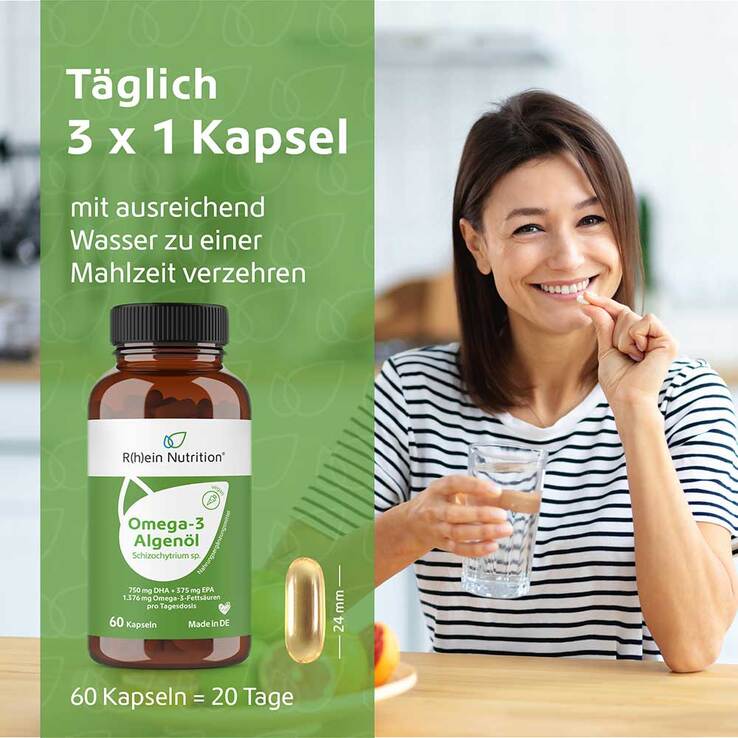 Omega-3 Algenöl mit DHA + EPA hochdosiert & vegan Kapseln - 2